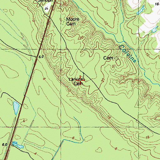 Topographic Map of Larkins Cemetery, NC