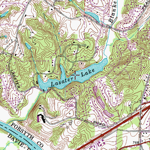 Topographic Map of Lasater Lake, NC