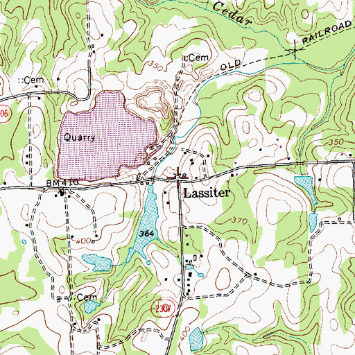 Topographic Map of Lassiter, NC