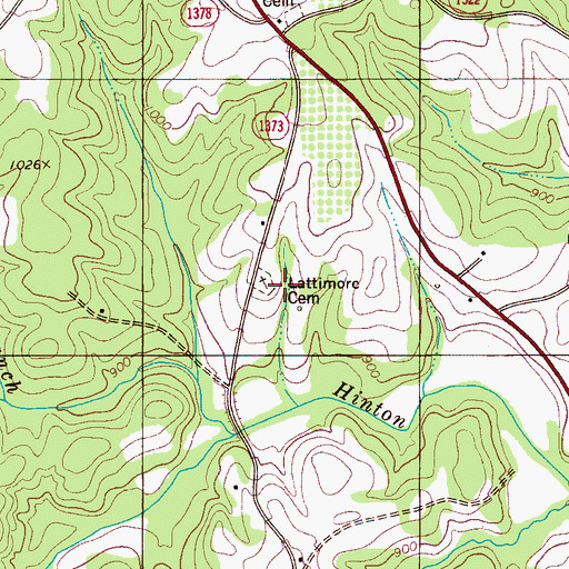 Topographic Map of Lattimore Cemetery, NC