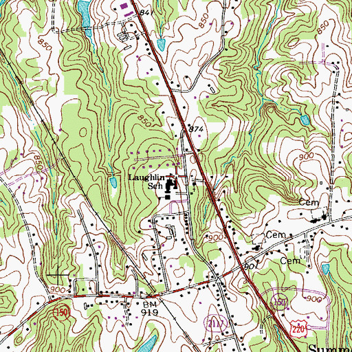 Topographic Map of Laughlin School, NC