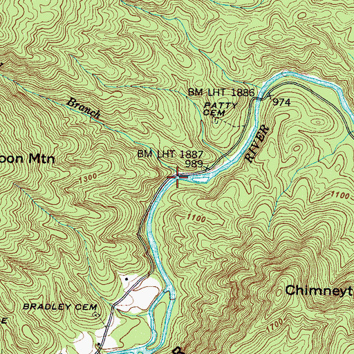 Topographic Map of Laurel Branch, NC