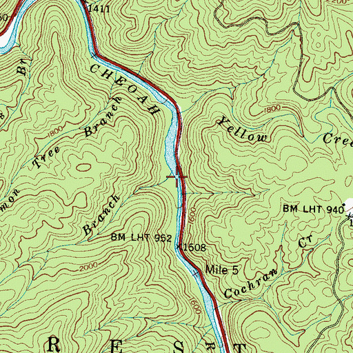 Topographic Map of Laurel Branch, NC
