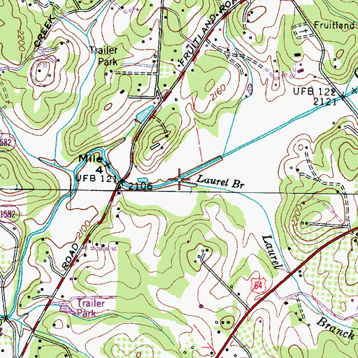 Topographic Map of Laurel Branch, NC