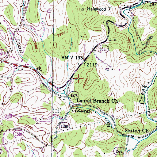 Topographic Map of Laurel Branch Church, NC