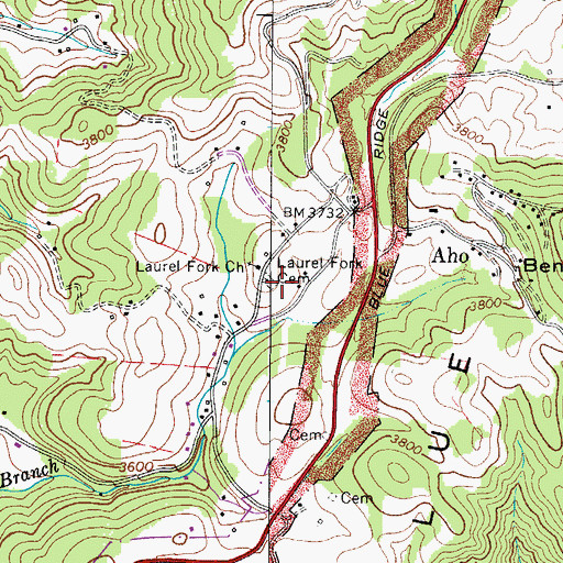 Topographic Map of Laurel Fork Cemetery, NC