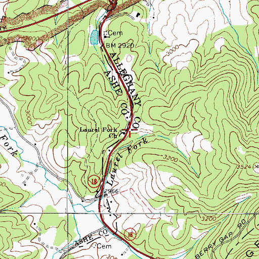Topographic Map of Laurel Fork Church, NC