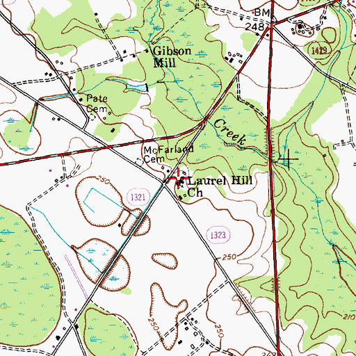 Topographic Map of Laurel Hill Church, NC