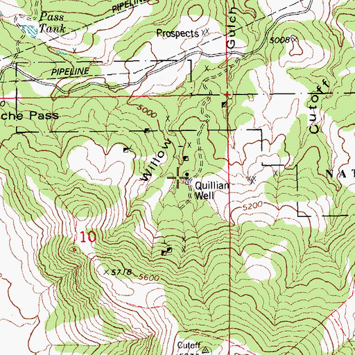 Topographic Map of Quillian Well, AZ