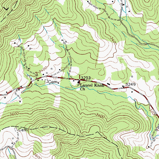 Topographic Map of Laurel Knob Church, NC