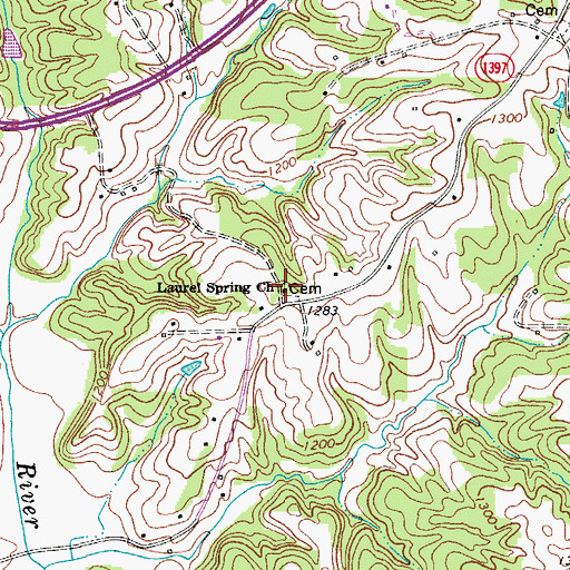 Topographic Map of Laurel Springs Primitive Baptist Church, NC
