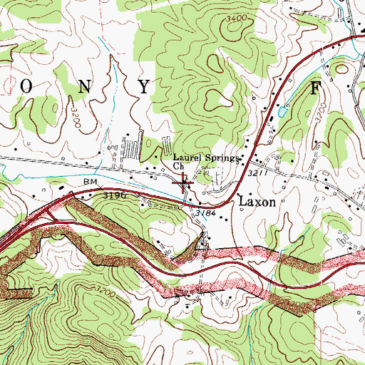 Topographic Map of Laurel Springs Baptist Church, NC