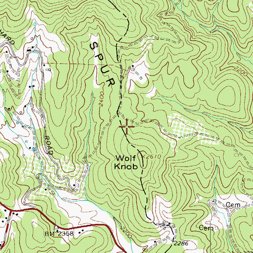 Topographic Map of Laurel Spur Ridge, NC