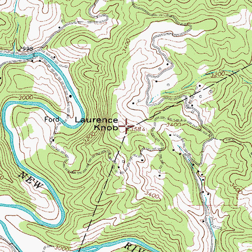 Topographic Map of Laurence Knob, NC