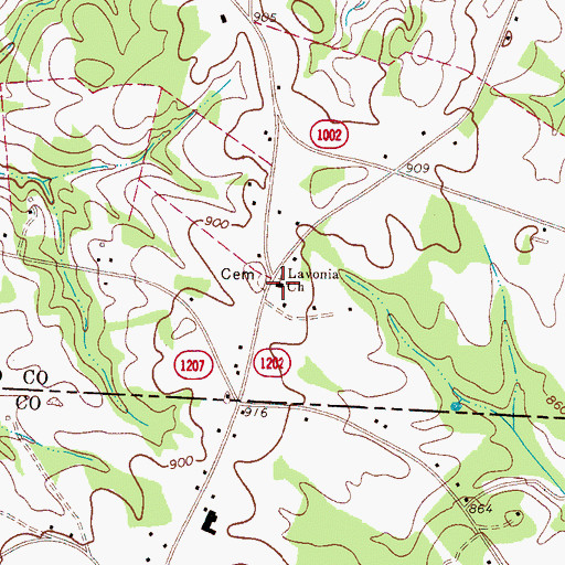 Topographic Map of Lavonia Baptist Church, NC