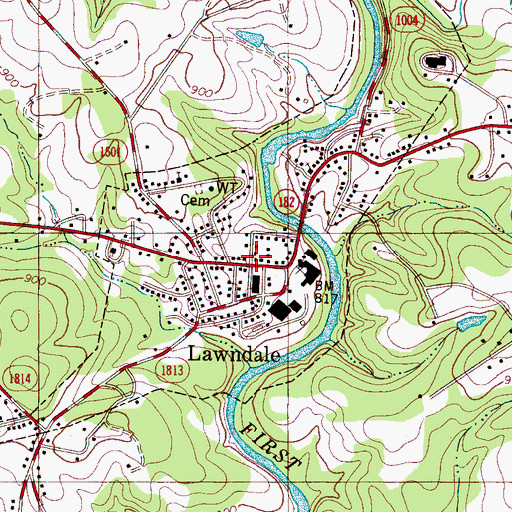 Topographic Map of Lawndale, NC