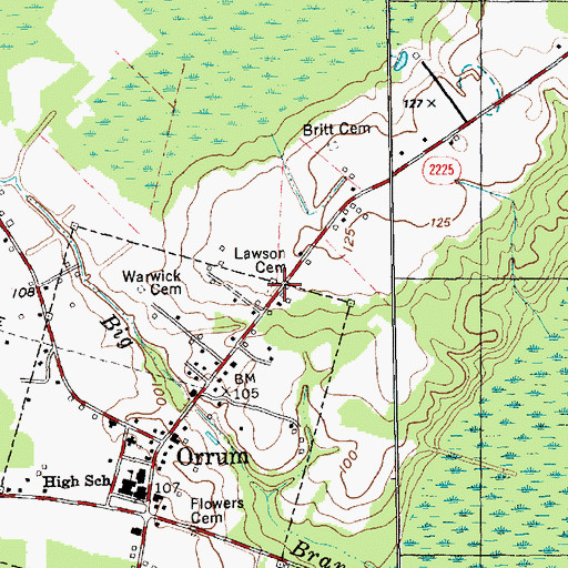 Topographic Map of Lawson Cemetery, NC
