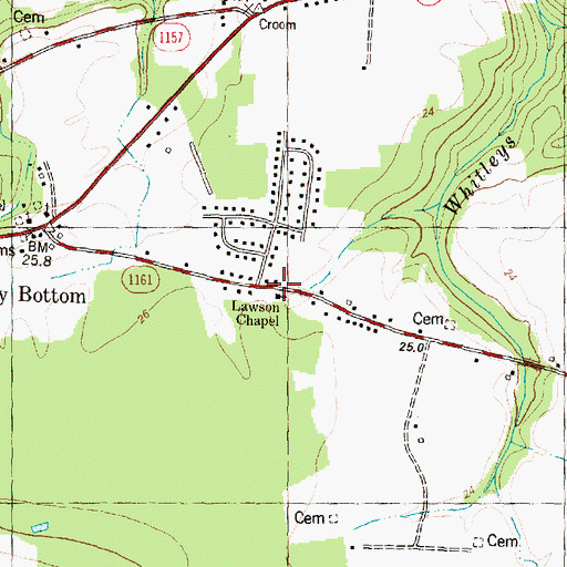 Topographic Map of Lawson Chapel, NC