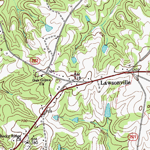 Topographic Map of Lawsonville, NC