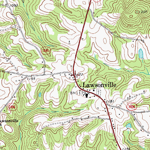 Topographic Map of Lawsonville, NC