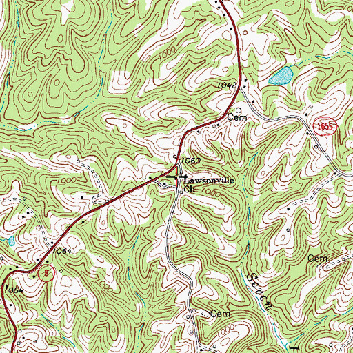 Topographic Map of Lawsonville Church, NC