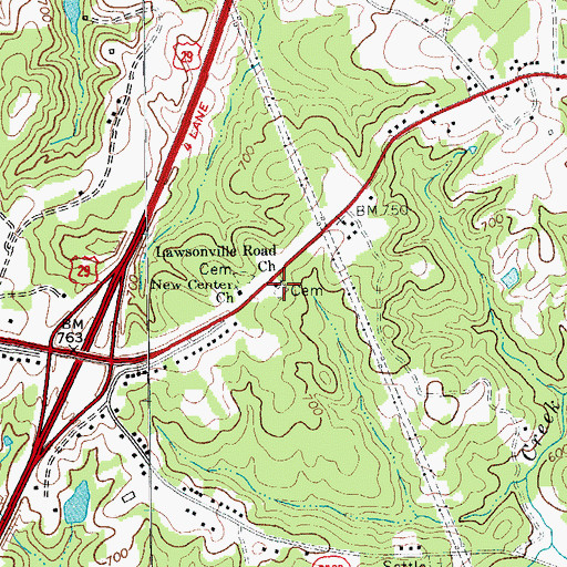 Topographic Map of Lawsonville Road Church, NC