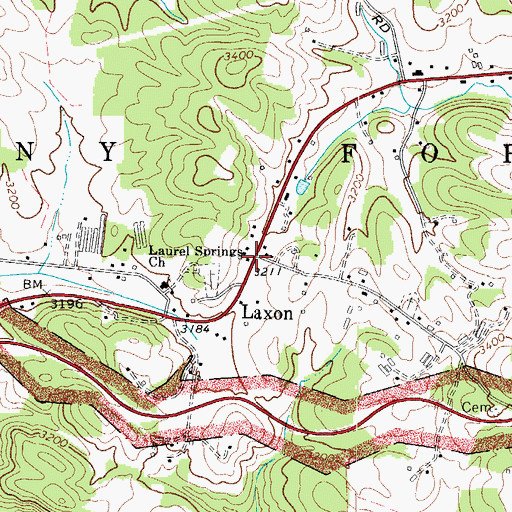 Topographic Map of Laxon, NC