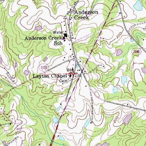Topographic Map of Layton Chapel, NC
