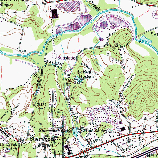 Topographic Map of LeRoy Lake, NC