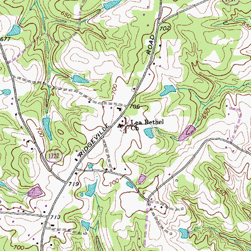 Topographic Map of Lea Bethel Church, NC