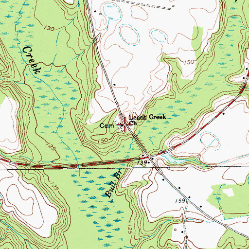Topographic Map of Leach Creek Church, NC