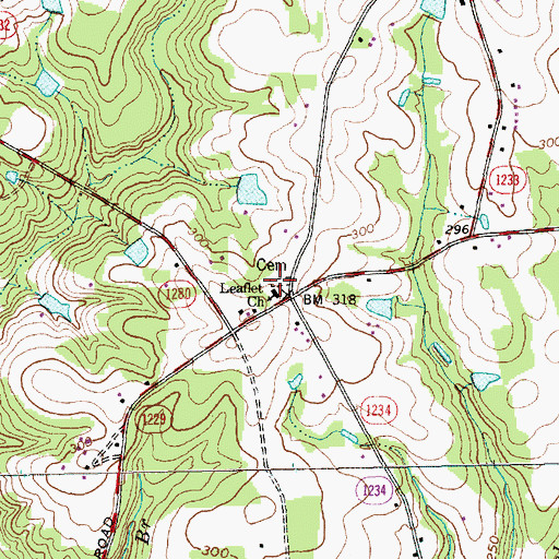 Topographic Map of Leaflet Church, NC