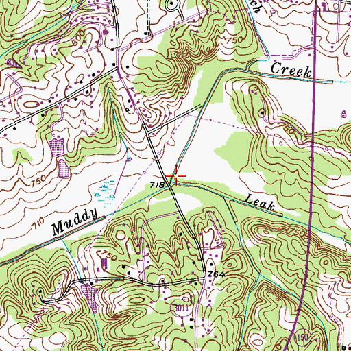 Topographic Map of Leak Creek, NC