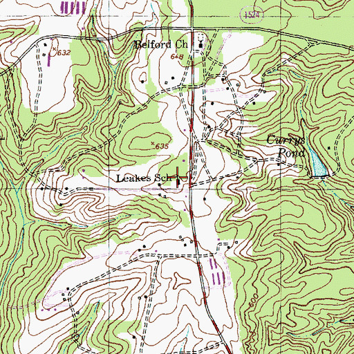 Topographic Map of Leakes School, NC