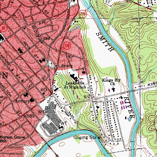 Topographic Map of Leaksville Junior High School, NC