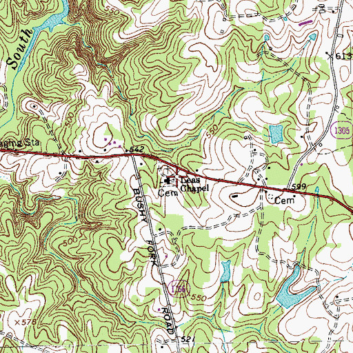 Topographic Map of Leas Chapel United Methodist Church, NC