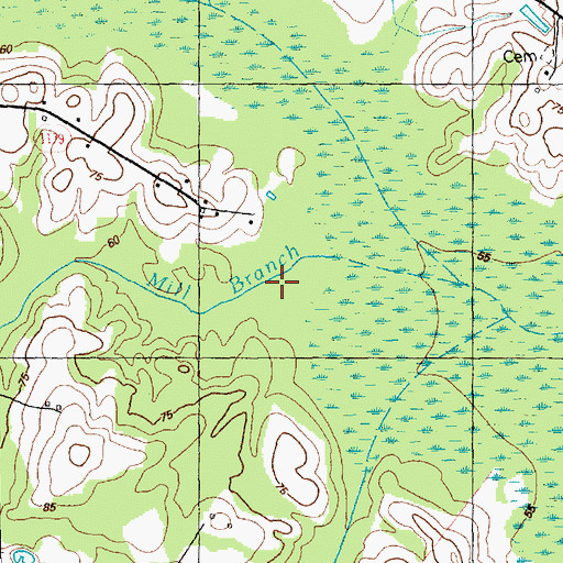 Topographic Map of Lebanon Branch, NC
