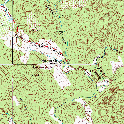 Topographic Map of Lebanon Church, NC