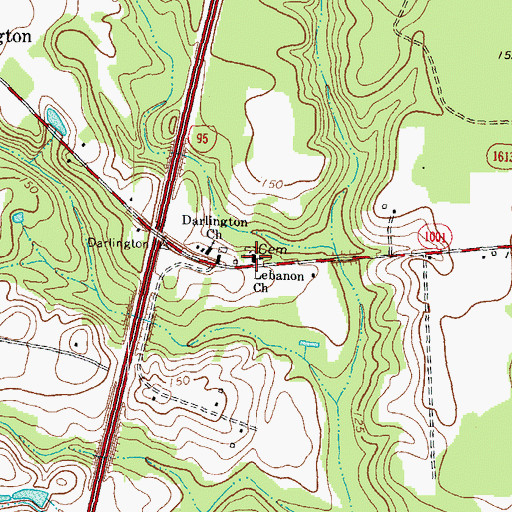 Topographic Map of Lebanon Church, NC