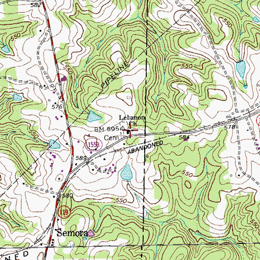 Topographic Map of Lebanon Church, NC