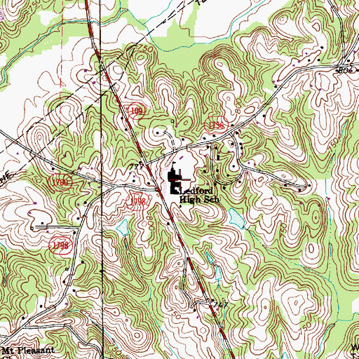 Topographic Map of Ledford High School, NC