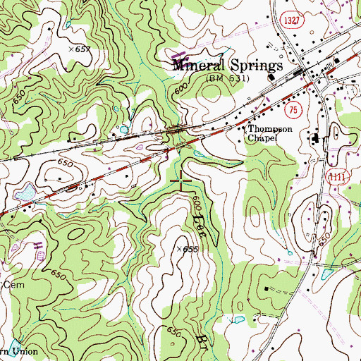 Topographic Map of Lee Branch, NC