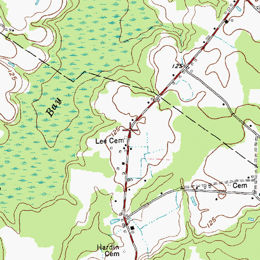 Topographic Map of Lee Cemetery, NC