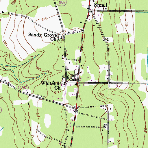 Topographic Map of Lee Cemetery, NC