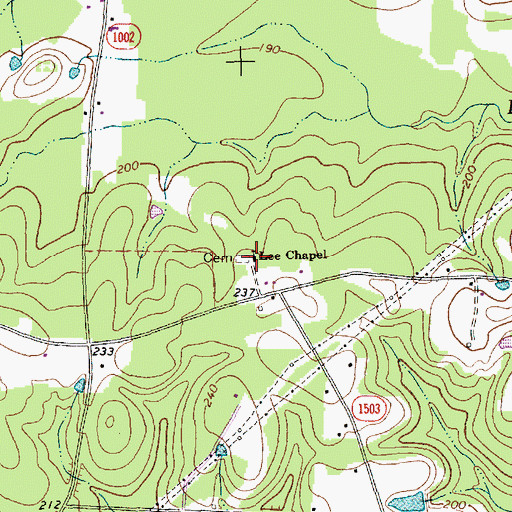 Topographic Map of Lee Chapel, NC