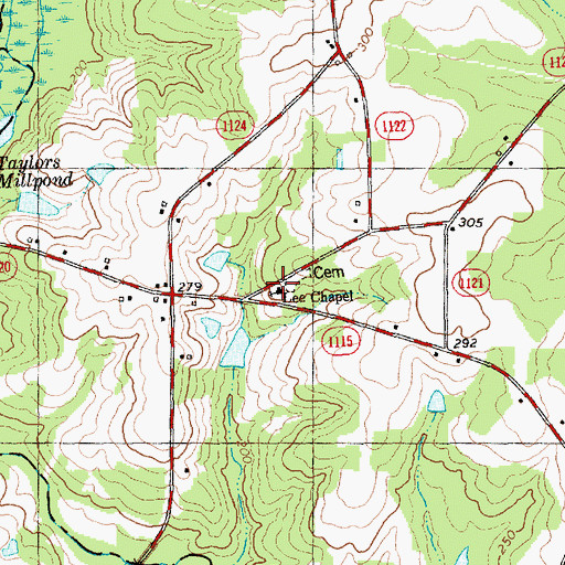 Topographic Map of Lee Chapel, NC