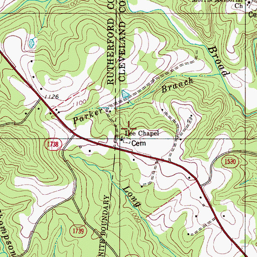 Topographic Map of Lee Chapel, NC