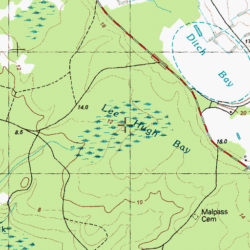 Topographic Map of Lee Hugh Bay, NC