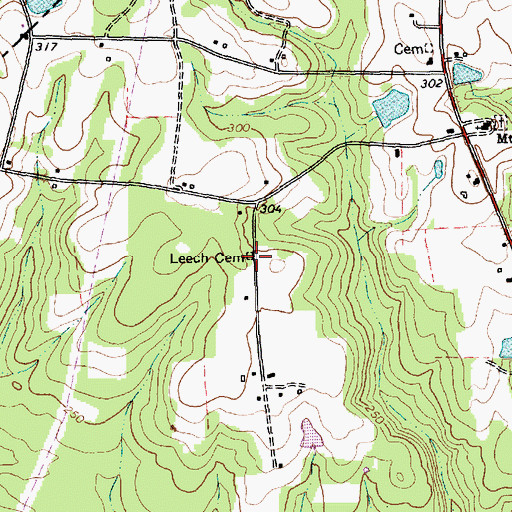 Topographic Map of Leech Cemetery, NC