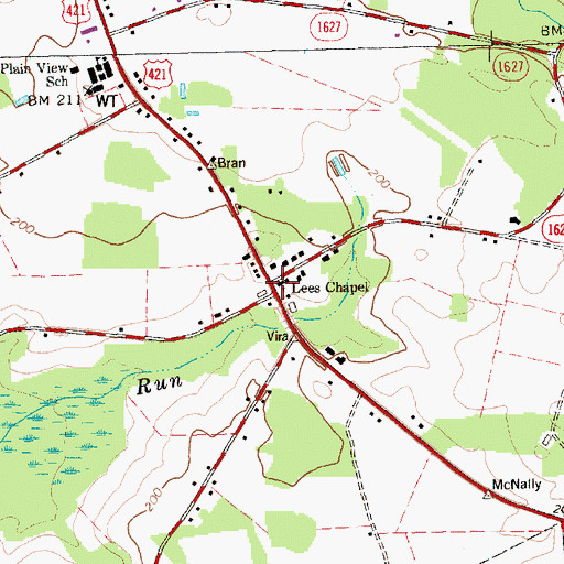 Topographic Map of Lees Chapel, NC